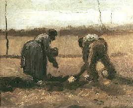 Peasant and Peasant Woman Planting Potatoes